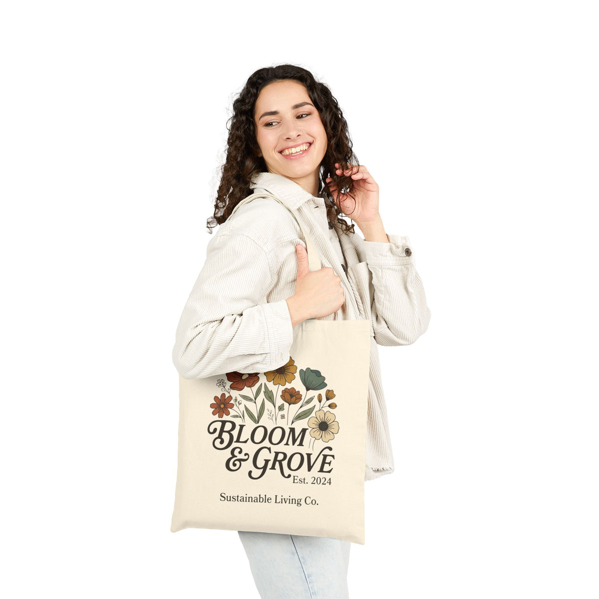 Floral Bloom & Grove Canvas Tote