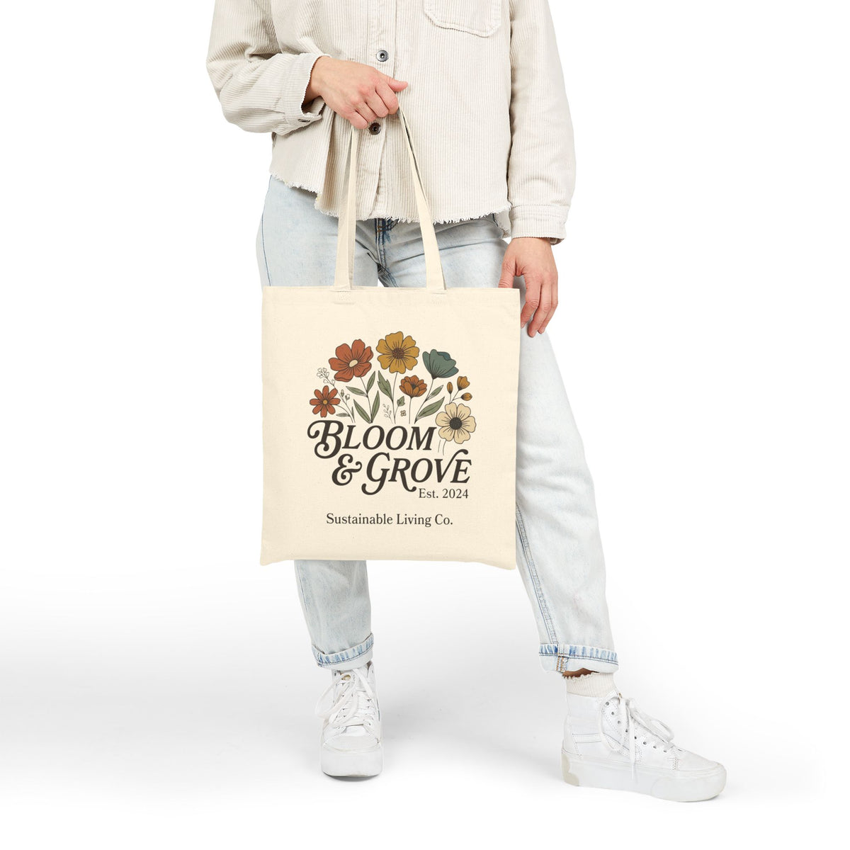 Floral Bloom & Grove Canvas Tote