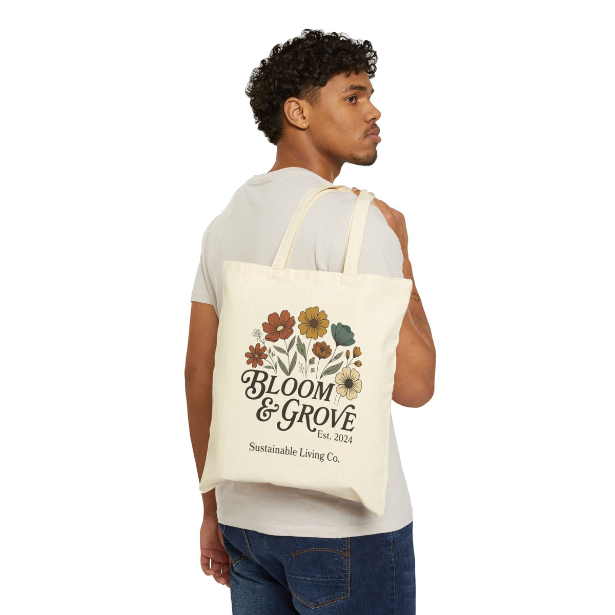 Floral Bloom & Grove Canvas Tote