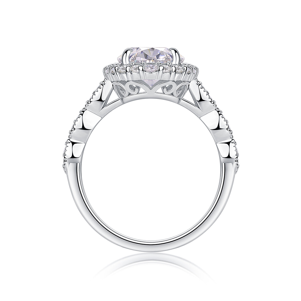 Bright Moon - A Fashionable Diamond Jewelry Piece Set With Moissanite S925 Sterling Silver And Platinum-plated Diamond Ring