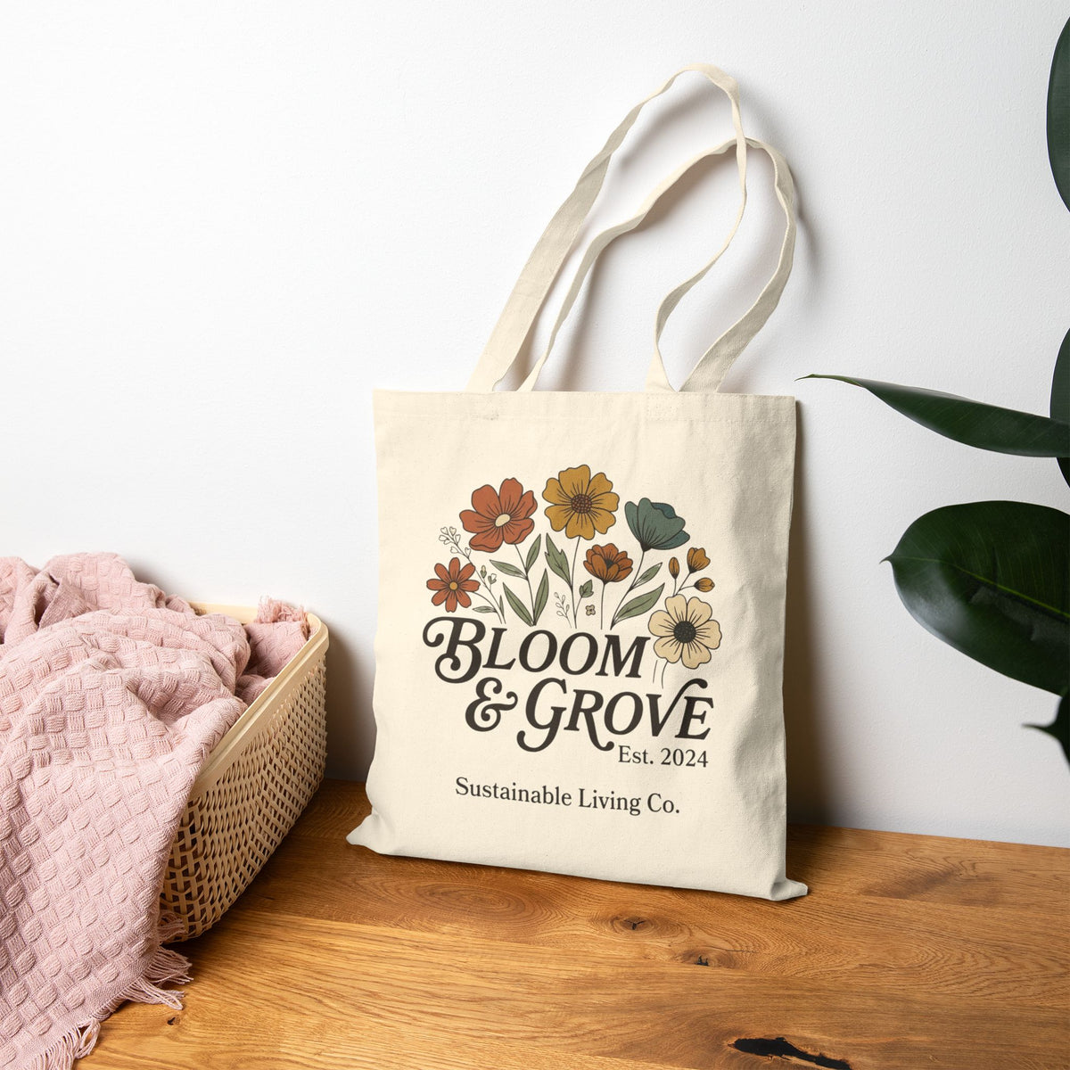 Floral Bloom & Grove Canvas Tote