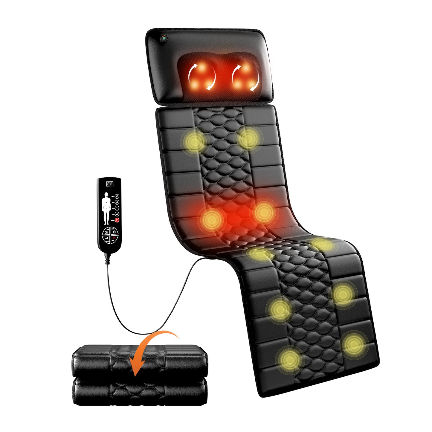 12V Electric Massage Cushion With Heating 9 Modes Foot, Neck  Full Body Massager Pillow With Timer 3 Intensity Levels & Auto Switching 36W, 15-30min