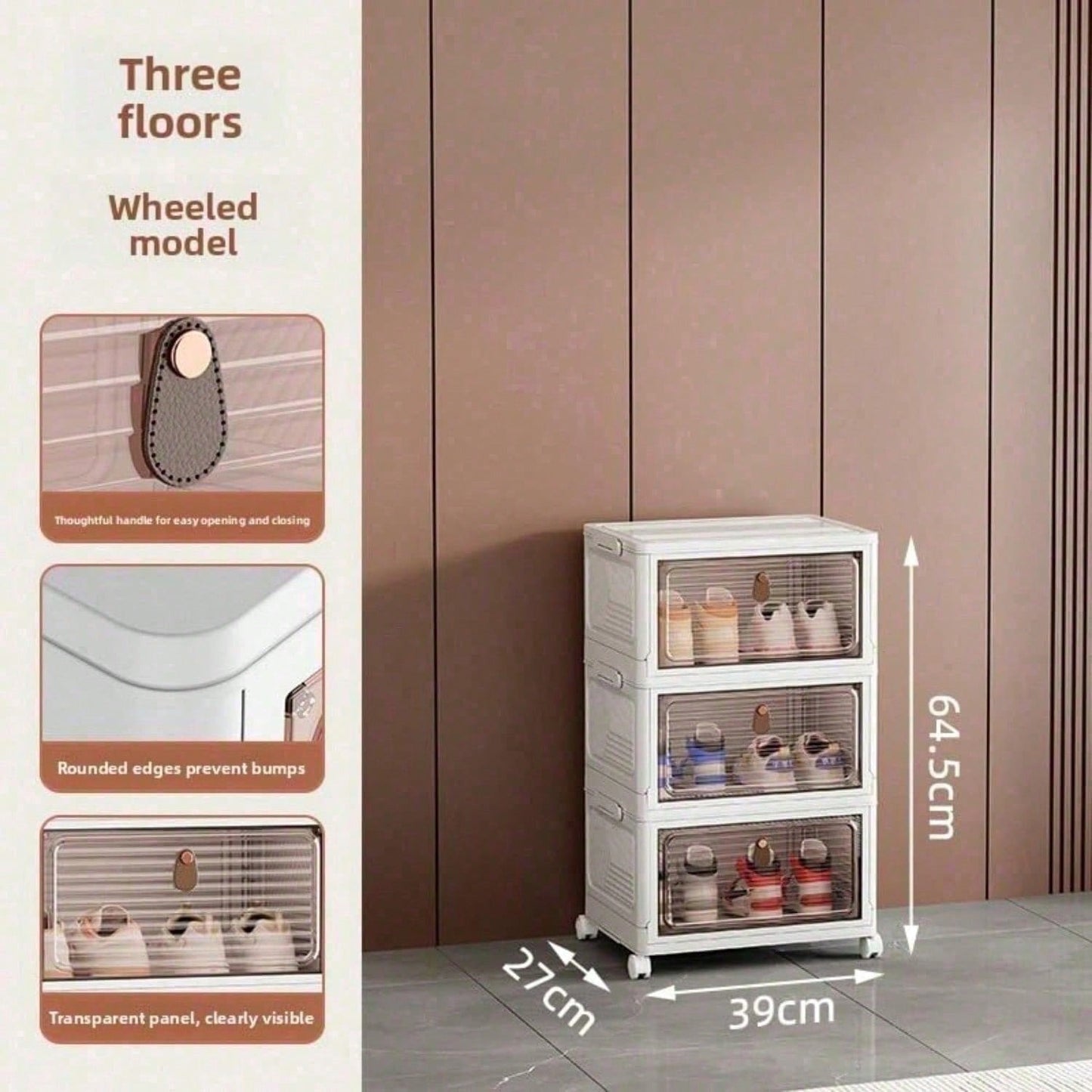 Dustproof Clear Plastic Shoe Storage Box Stackable Foldable 3Tier Shoe Cabinet Organizer For Home Bedroom Entryway