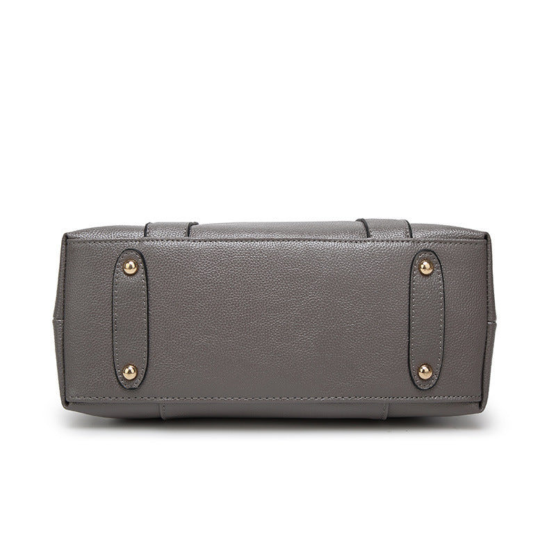 Elegant Women's Satchel Handbag with Gold-Tone Hardware and Detachable Strap