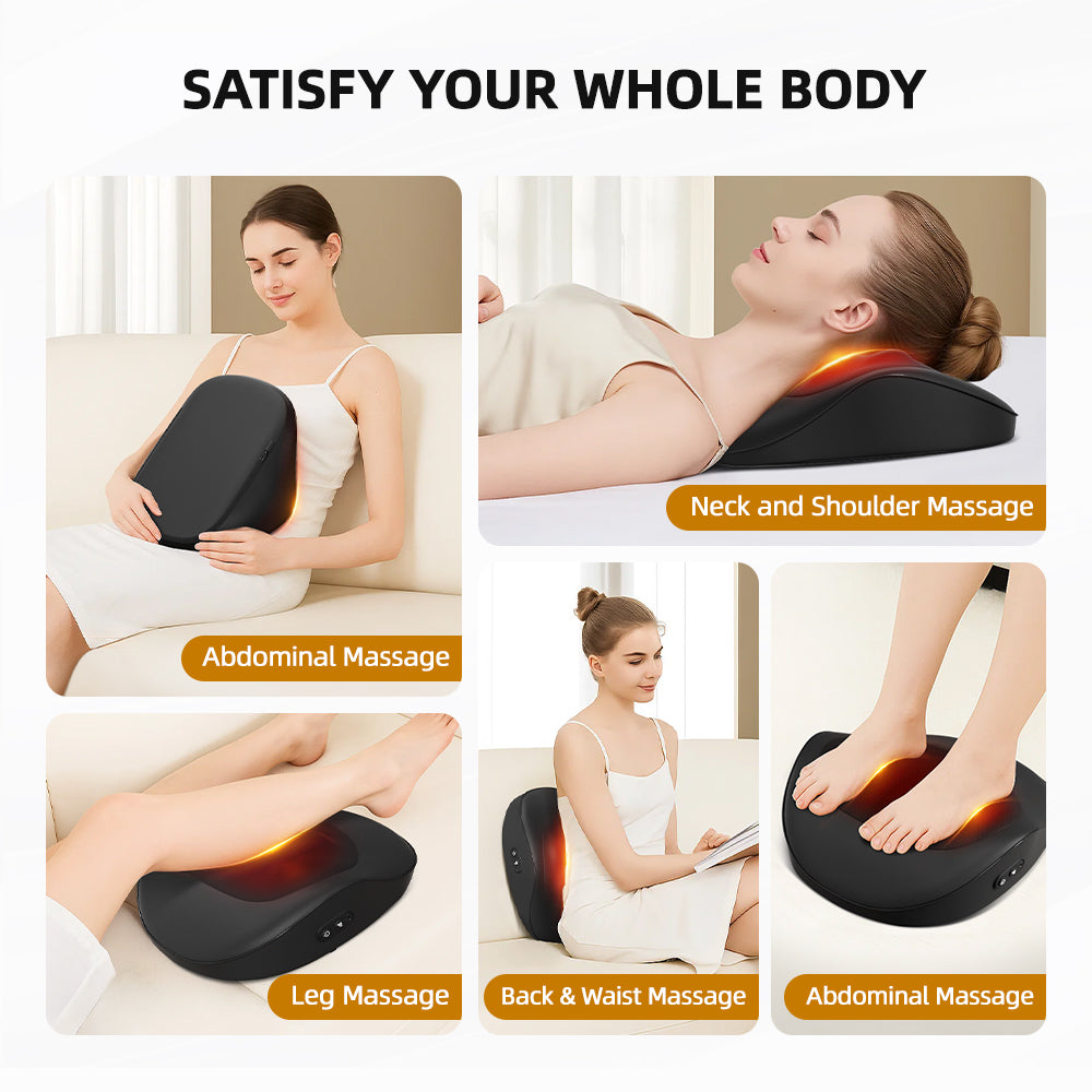Smart Massage Cushion 3 Speed Multifunction Neck Back Shoulder Massager With Heat Relief Home Office Car Portable Relaxation Gift