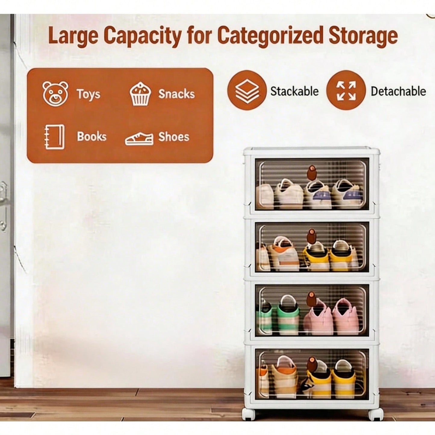 Dustproof Clear Plastic Shoe Storage Box Stackable Foldable 3Tier Shoe Cabinet Organizer For Home Bedroom Entryway