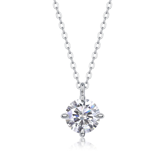 Round And Smooth - A Fashionable And Luxurious Diamond Jewelry Piece Set With 2-carat Moissan Diamonds, S925 Sterling Silver And Platinum-plated Pendant
