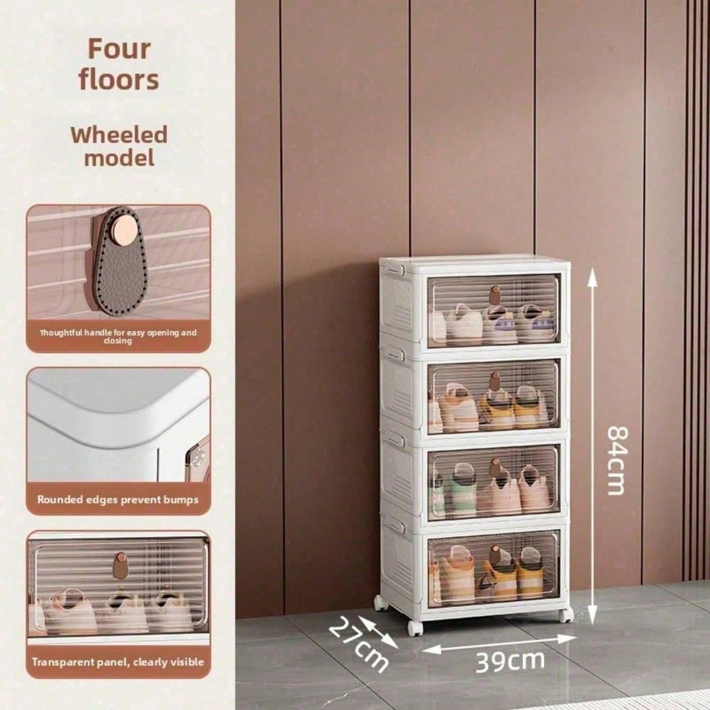 Dustproof Clear Plastic Shoe Storage Box Stackable Foldable 3Tier Shoe Cabinet Organizer For Home Bedroom Entryway