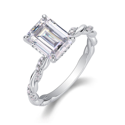 Chasing Light - A Fashionable Diamond Jewelry Piece Set With Moissanite S925 Sterling Silver And Platinum-plated Diamond Ring