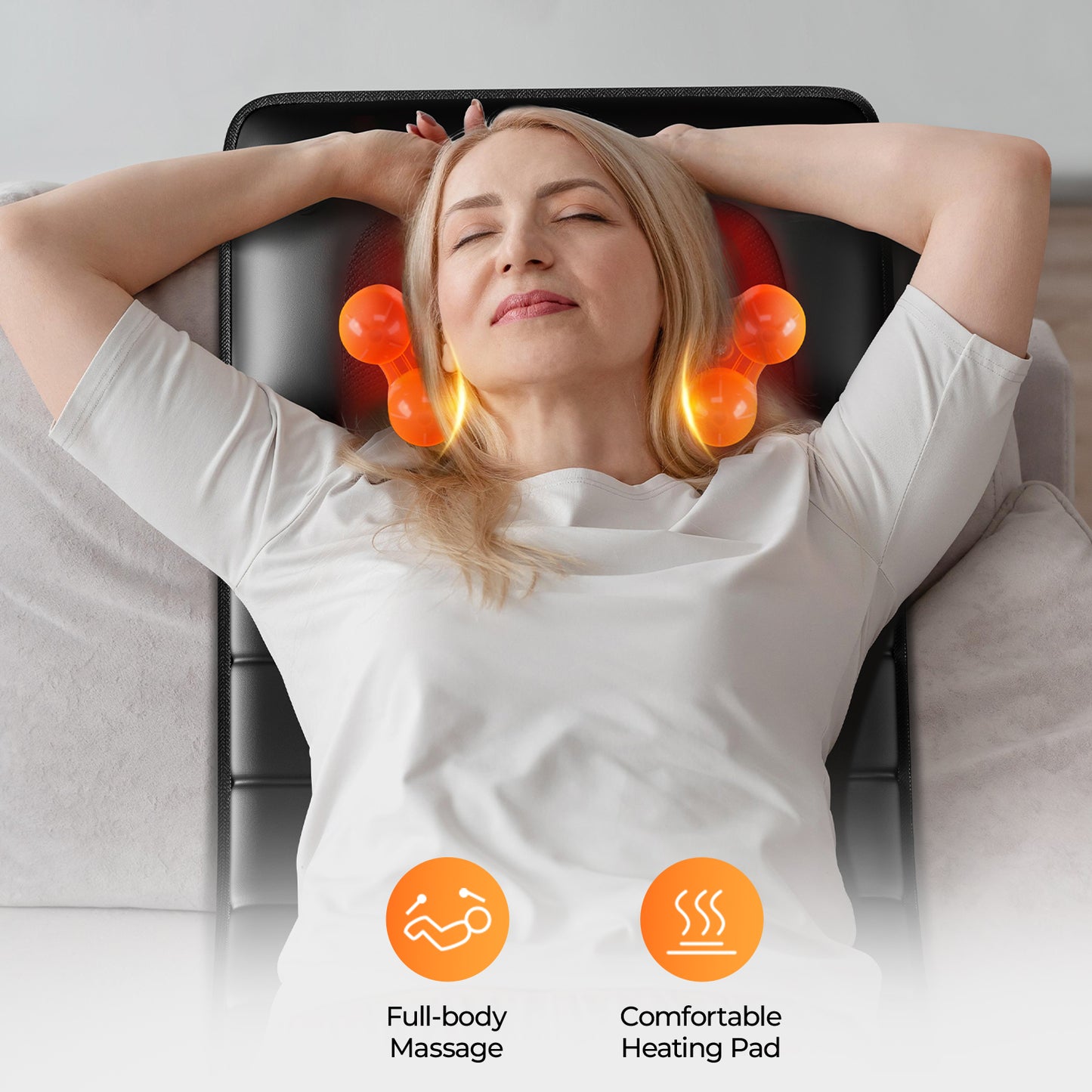 12V Electric Massage Cushion With Heating 9 Modes Foot, Neck  Full Body Massager Pillow With Timer 3 Intensity Levels & Auto Switching 36W, 15-30min