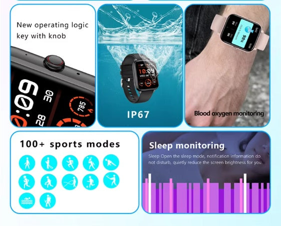 Smart Watch For Men and Women 1.83inch BT Face Heart Rate Fitness Tracker