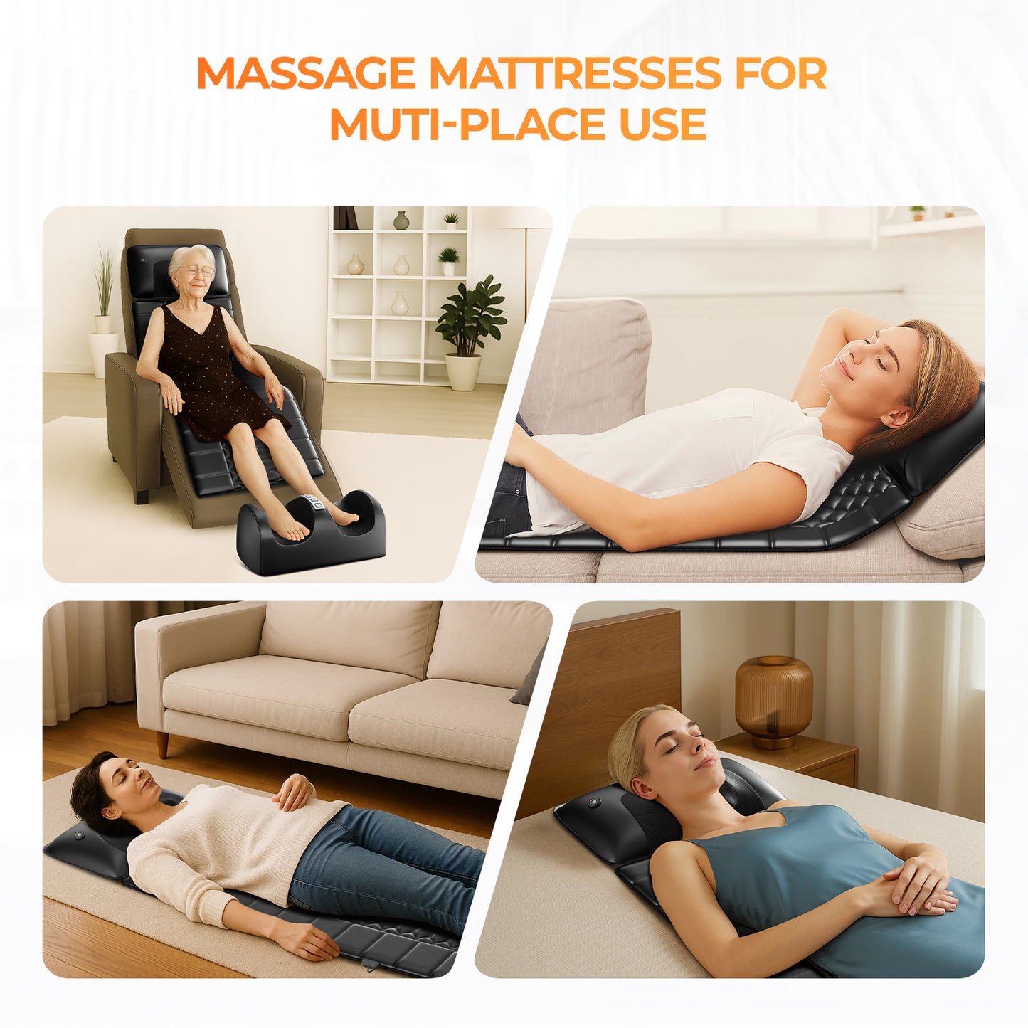 12V Electric Massage Cushion With Heating 9 Modes Foot, Neck  Full Body Massager Pillow With Timer 3 Intensity Levels & Auto Switching 36W, 15-30min